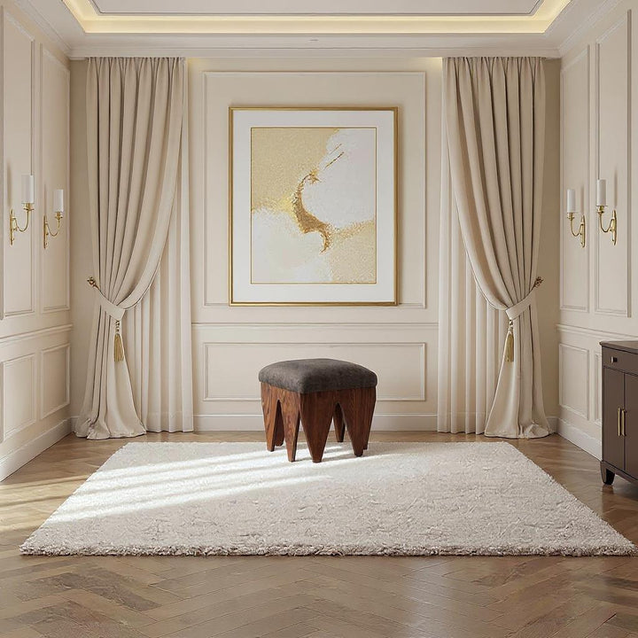 Altair Velour Fur Fabric Upholstered Bench — Brown / Brown