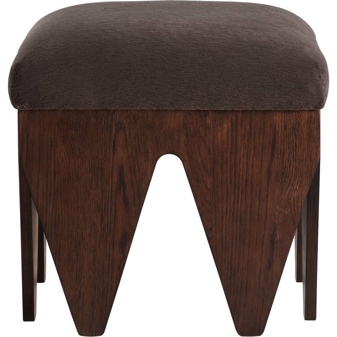 Altair Velour Fur Fabric Upholstered Bench — Brown / Brown