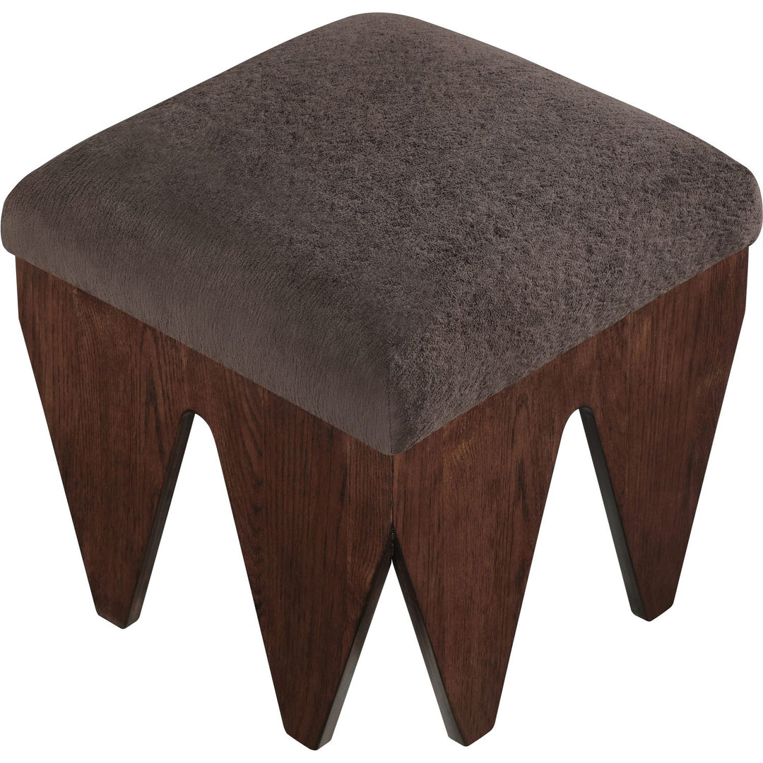Altair Velour Fur Fabric Upholstered Bench — Brown / Brown