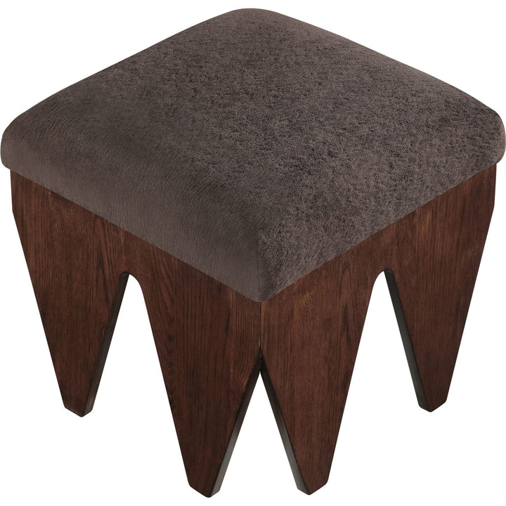 Altair Velour Fur Fabric Upholstered Bench — Brown / Brown