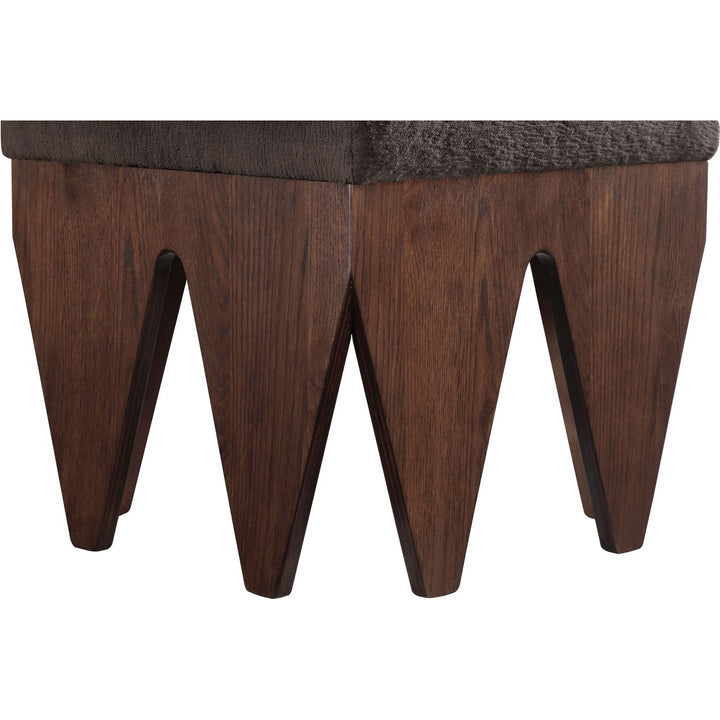 Altair Velour Fur Fabric Upholstered Bench — Brown / Brown