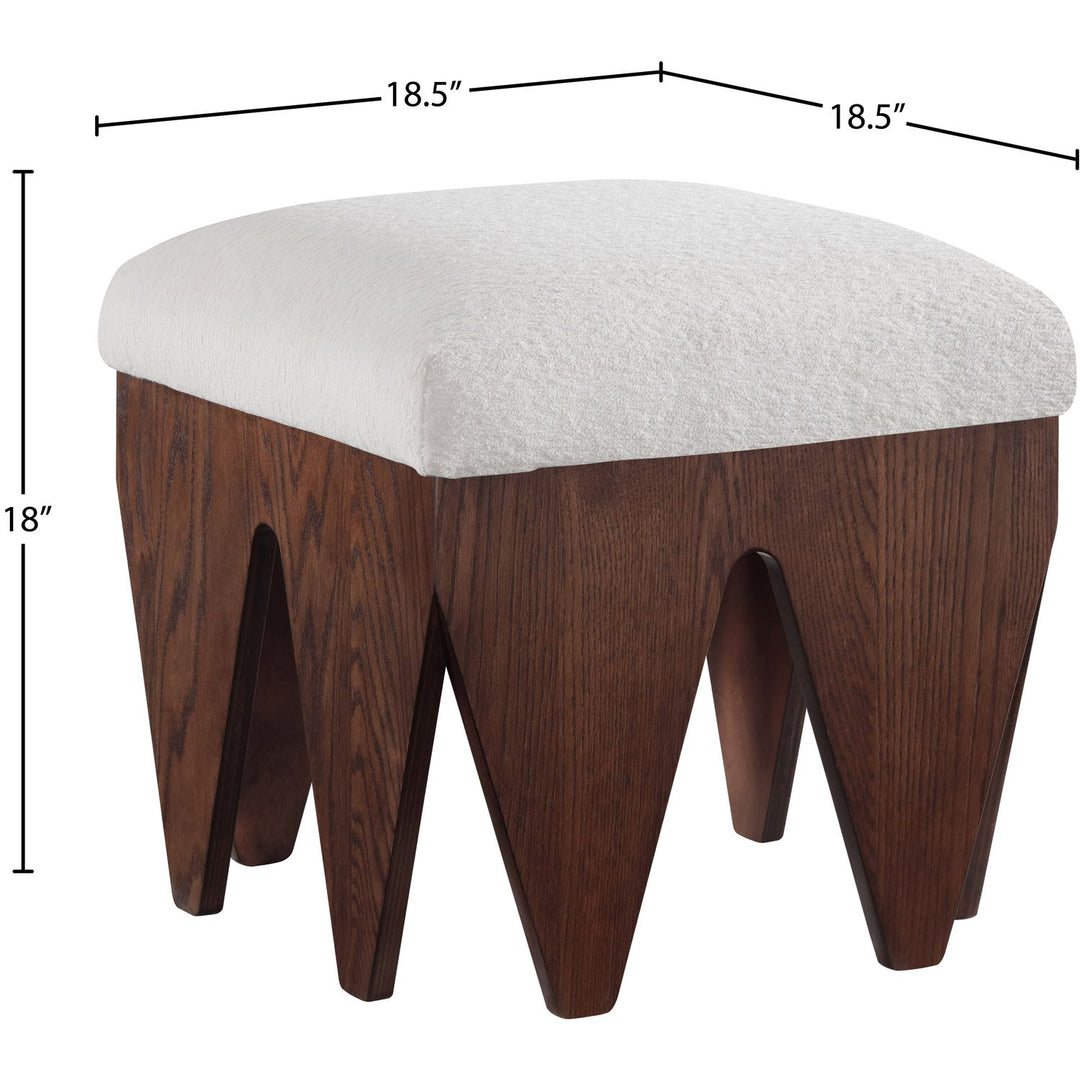 Altair Velour Fur Fabric Upholstered Bench — Cream / Brown