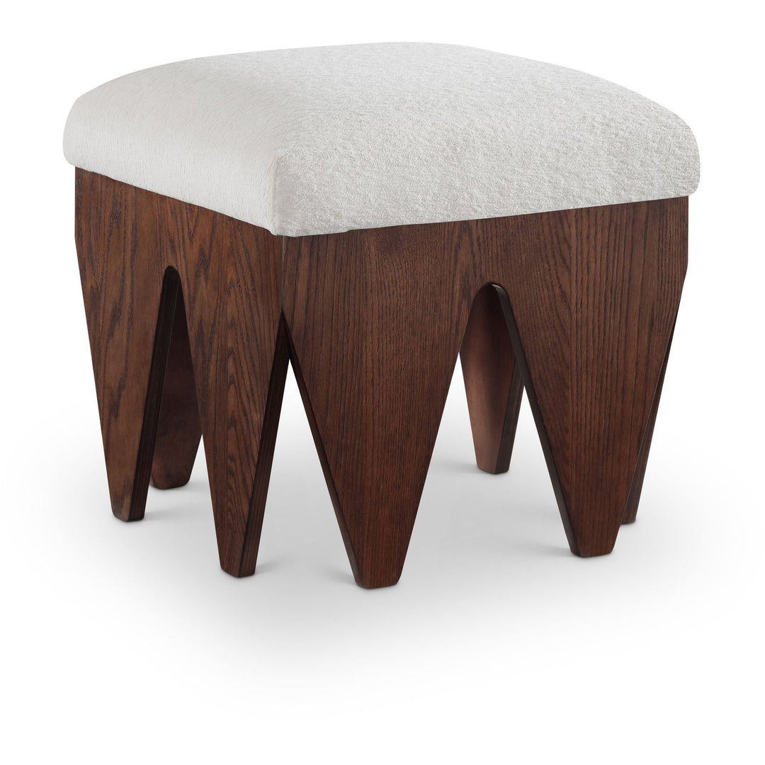 Altair Velour Fur Fabric Upholstered Bench — Cream / Brown