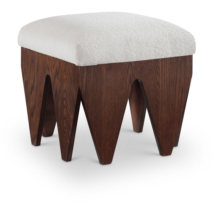 Altair Velour Fur Fabric Upholstered Bench — Cream / Brown
