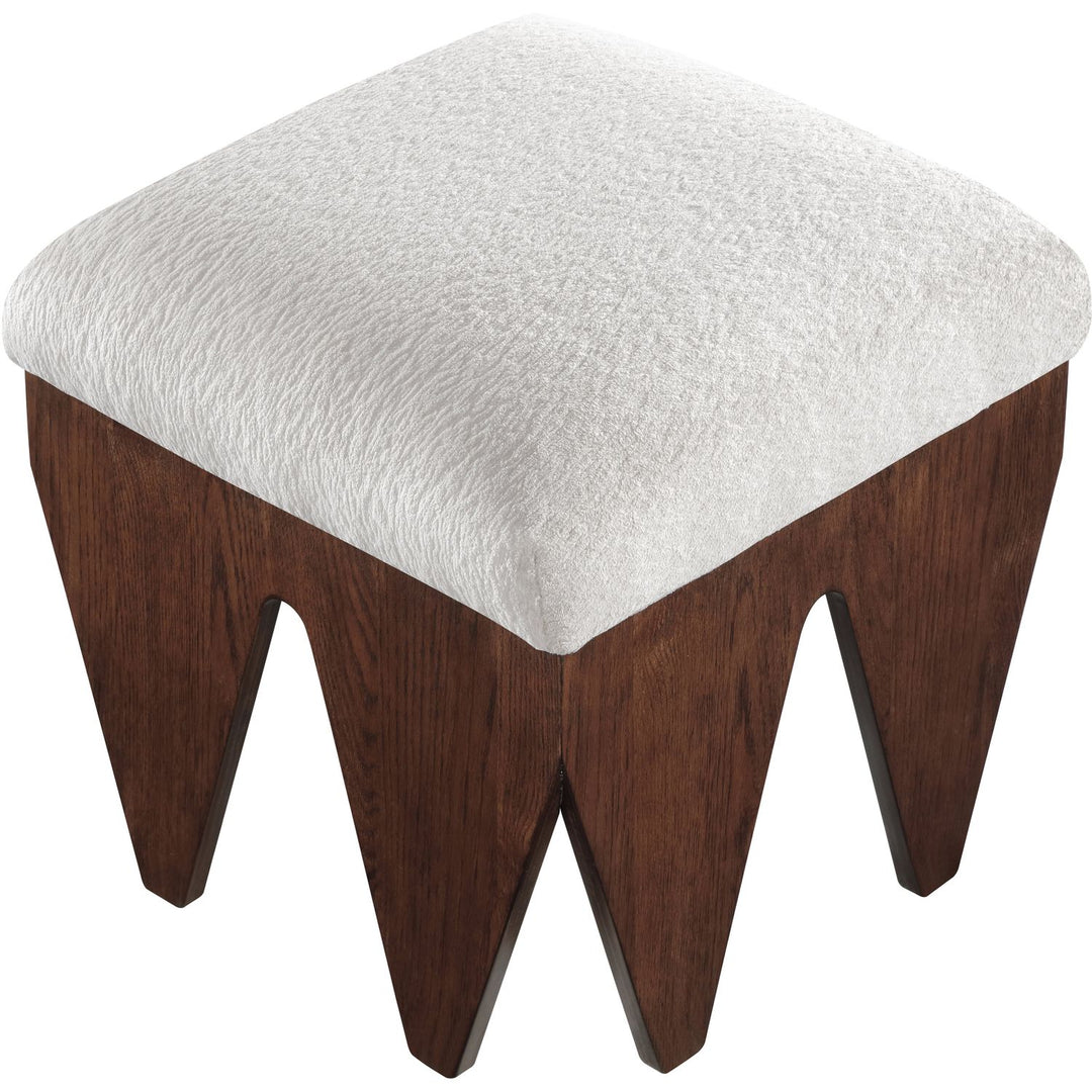 Altair Velour Fur Fabric Upholstered Bench — Cream / Brown