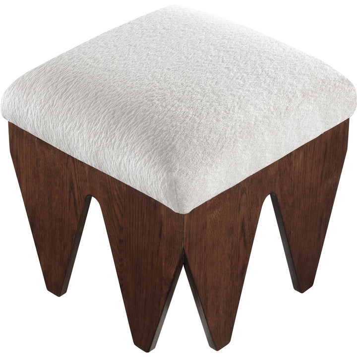 Altair Velour Fur Fabric Upholstered Bench — Cream / Brown
