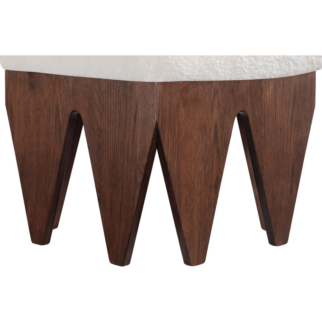 Altair Velour Fur Fabric Upholstered Bench — Cream / Brown