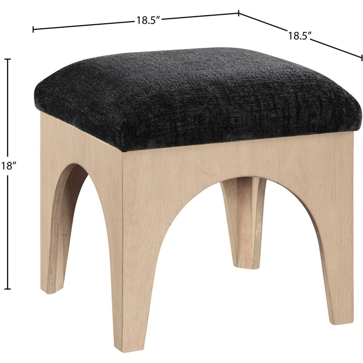 Lawson Chenille Fabric Upholstered Ottoman — Black / Natural