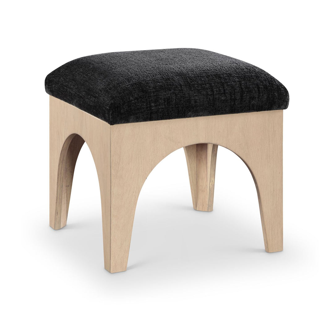 Lawson Chenille Fabric Upholstered Ottoman — Black / Natural