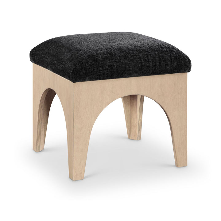 Lawson Chenille Fabric Upholstered Ottoman — Black / Natural