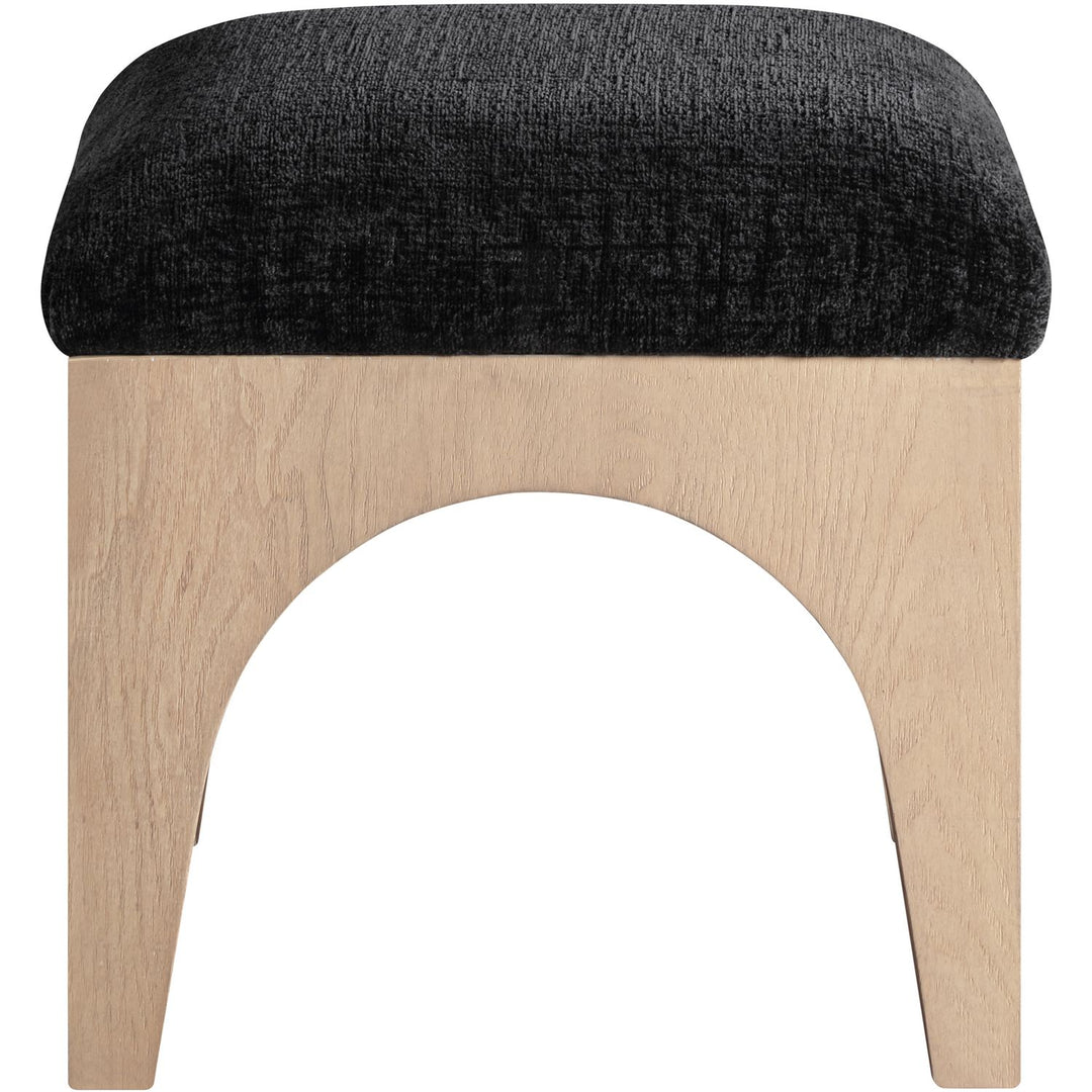 Lawson Chenille Fabric Upholstered Ottoman — Black / Natural