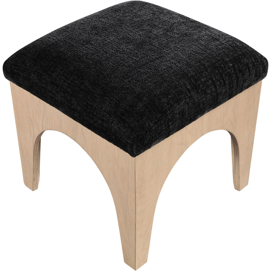 Lawson Chenille Fabric Upholstered Ottoman — Black / Natural