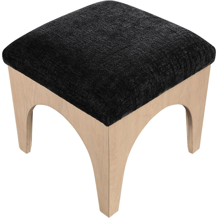 Lawson Chenille Fabric Upholstered Ottoman — Black / Natural
