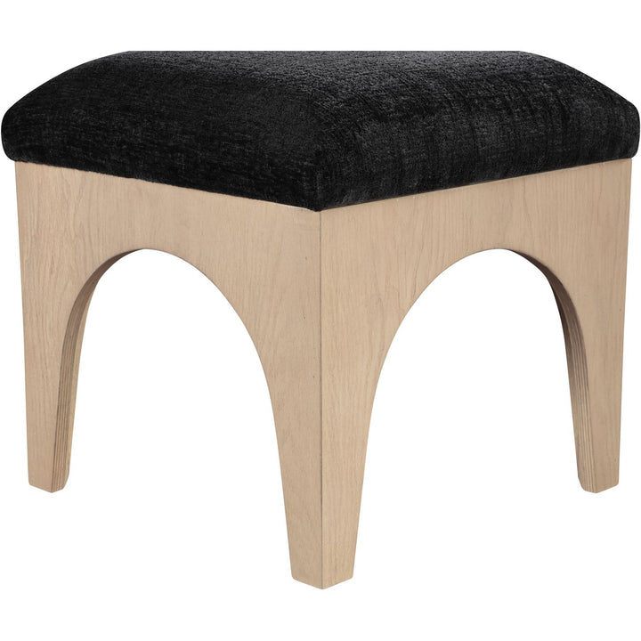 Lawson Chenille Fabric Upholstered Ottoman — Black / Natural