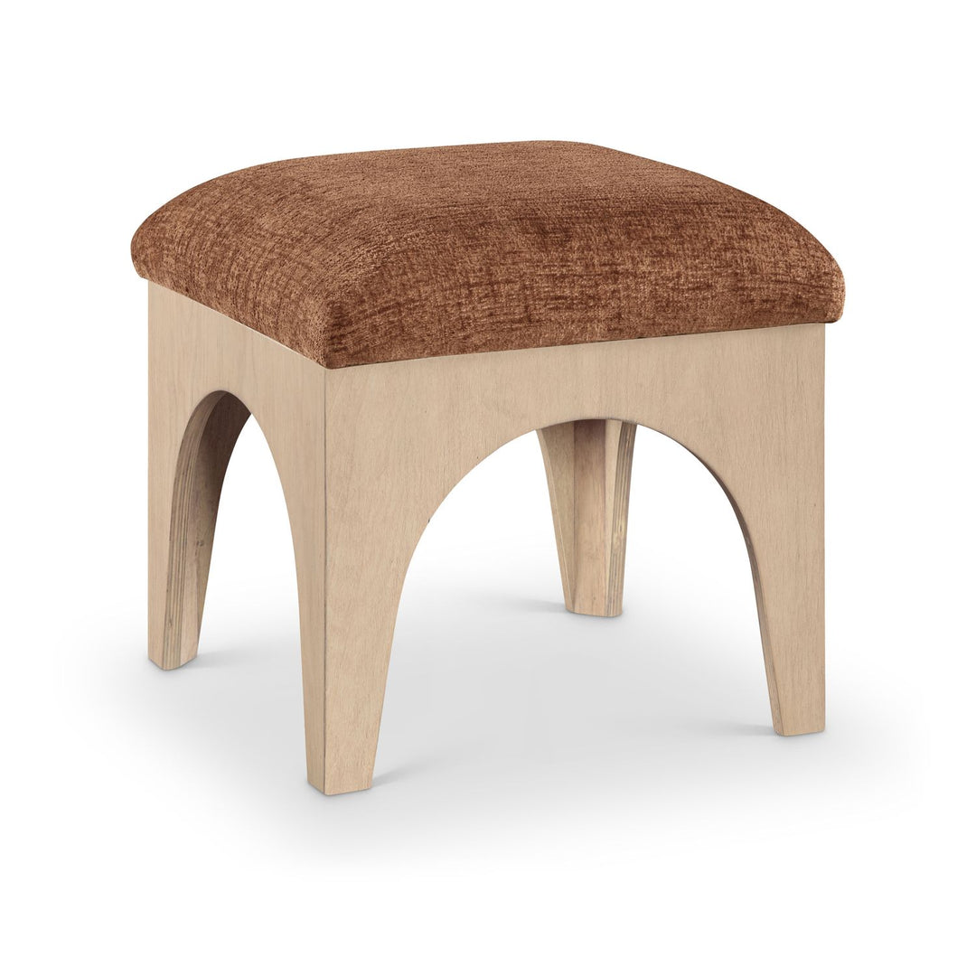 Lawson Chenille Fabric Upholstered Ottoman — Cognac / Natural