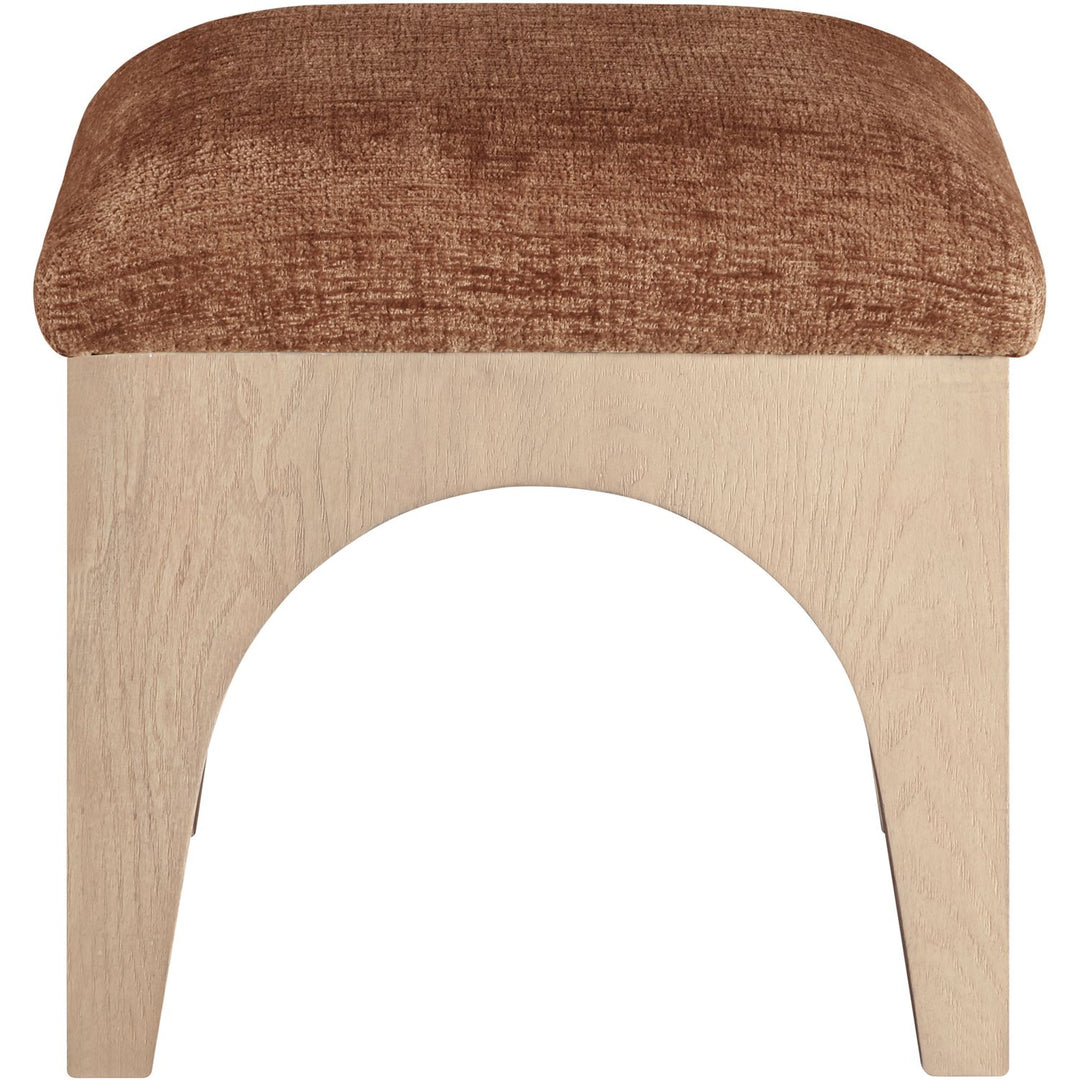 Lawson Chenille Fabric Upholstered Ottoman — Cognac / Natural