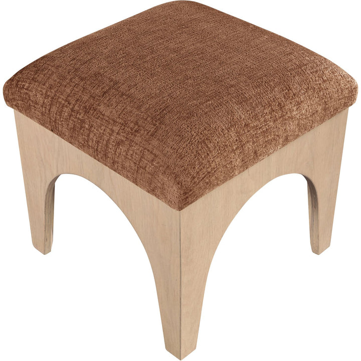 Lawson Chenille Fabric Upholstered Ottoman — Cognac / Natural