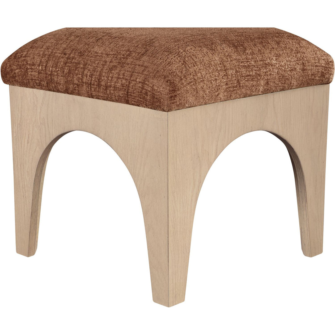 Lawson Chenille Fabric Upholstered Ottoman — Cognac / Natural