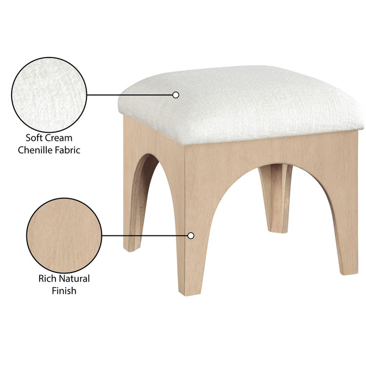Lawson Chenille Fabric Upholstered Ottoman — Cream / Natural