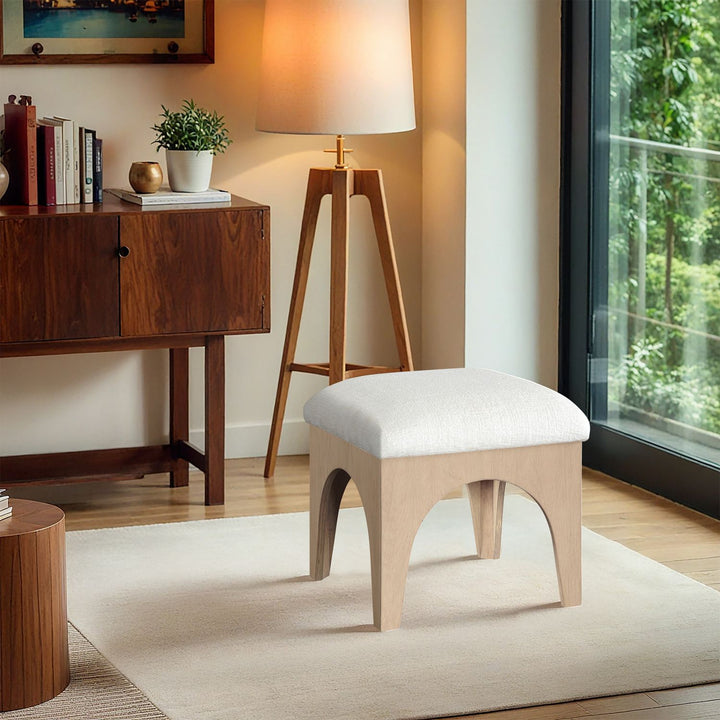 Lawson Chenille Fabric Upholstered Ottoman — Cream / Natural