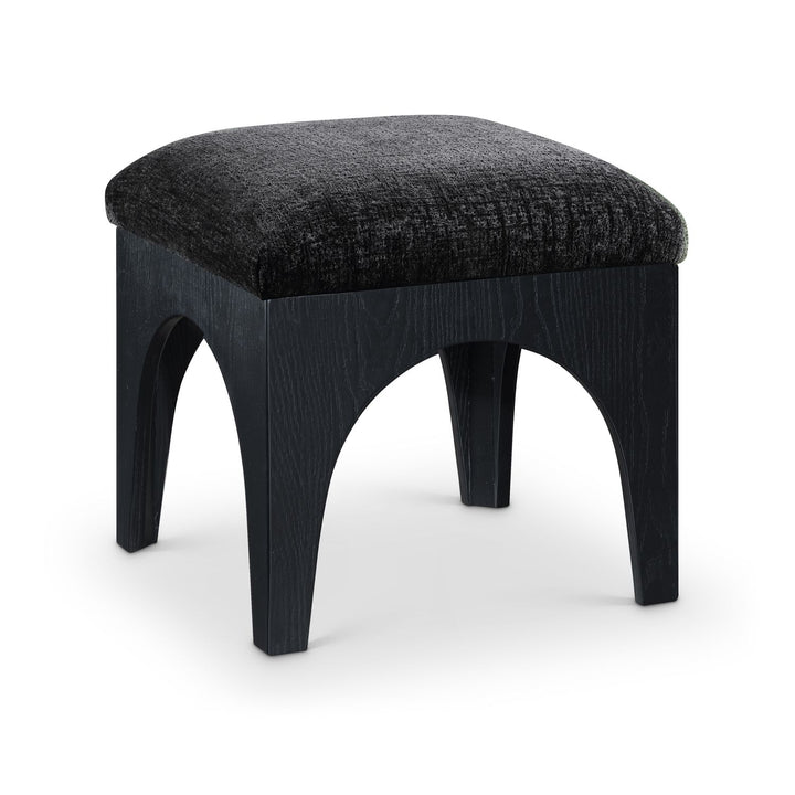 Lawson Chenille Fabric Upholstered Ottoman — Black / Black