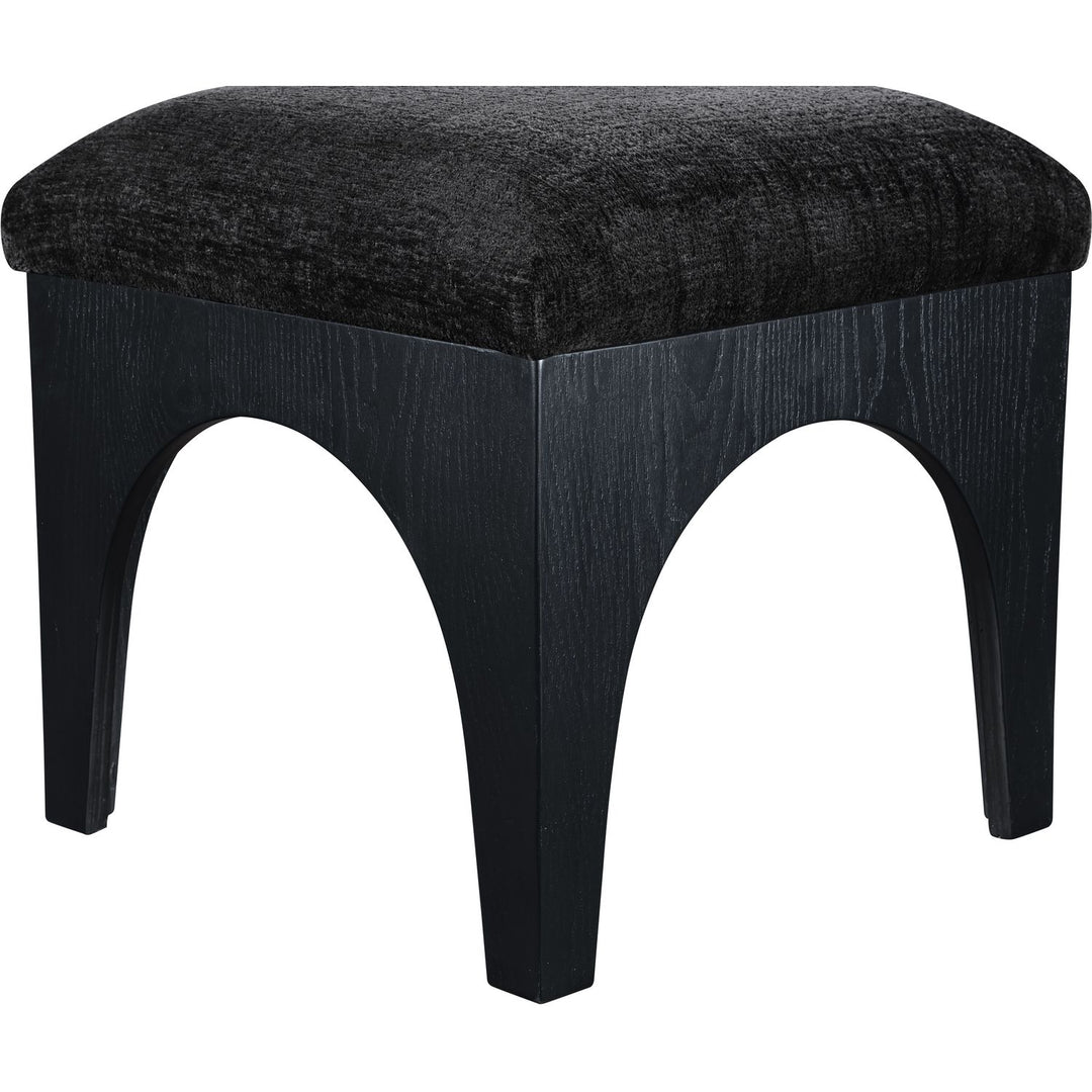 Lawson Chenille Fabric Upholstered Ottoman — Black / Black