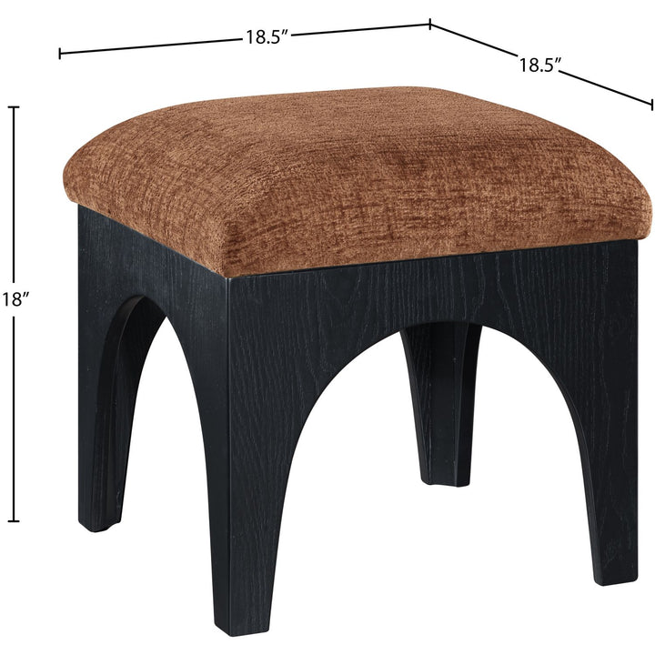 Lawson Chenille Fabric Upholstered Ottoman — Cognac / Black