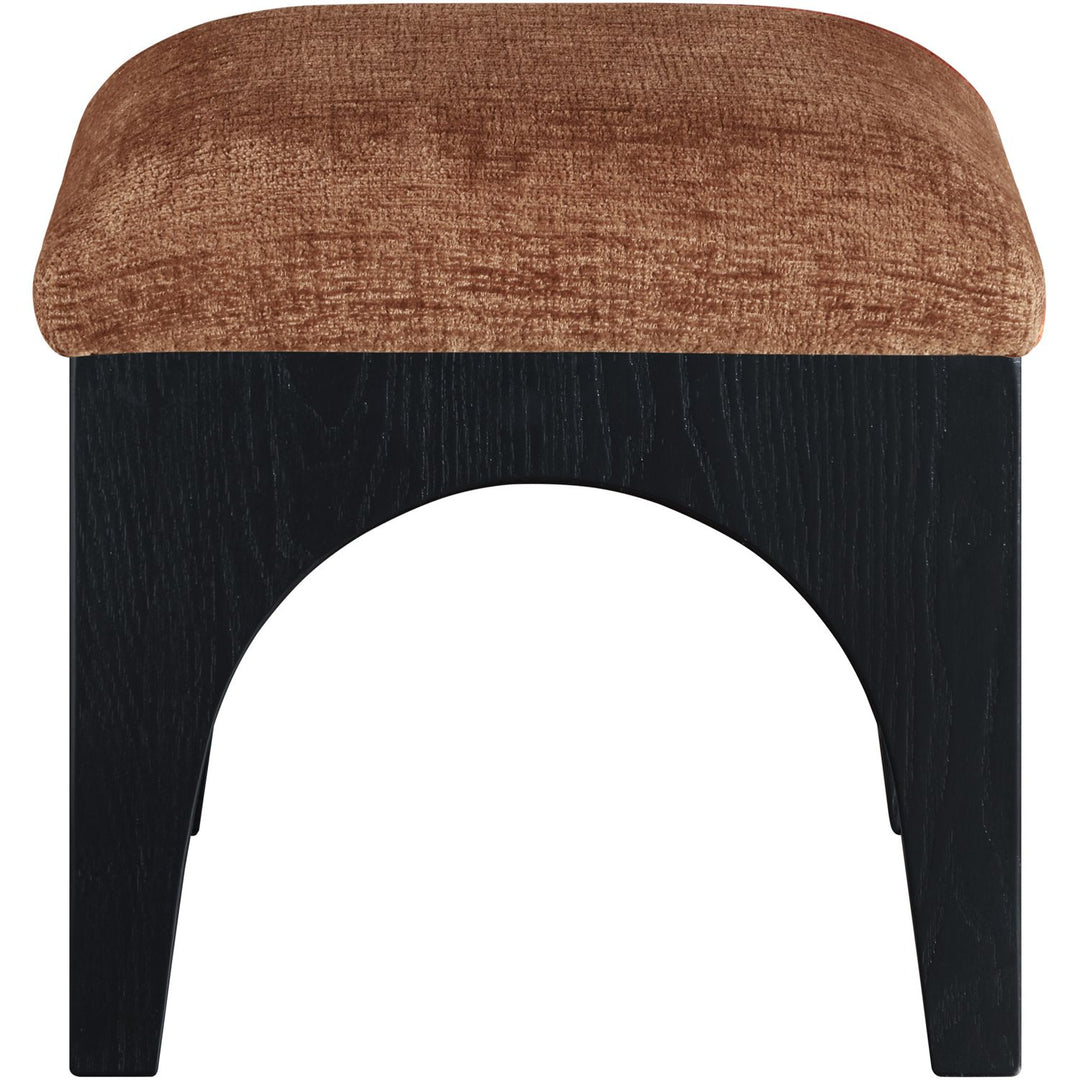 Lawson Chenille Fabric Upholstered Ottoman — Cognac / Black