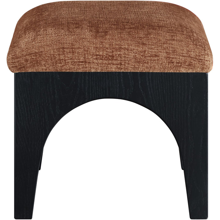 Lawson Chenille Fabric Upholstered Ottoman — Cognac / Black