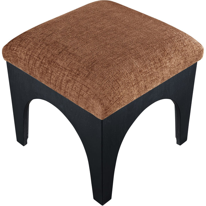 Lawson Chenille Fabric Upholstered Ottoman — Cognac / Black