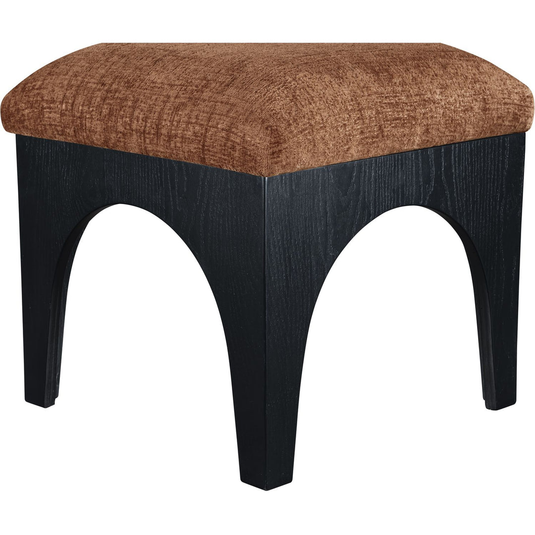 Lawson Chenille Fabric Upholstered Ottoman — Cognac / Black