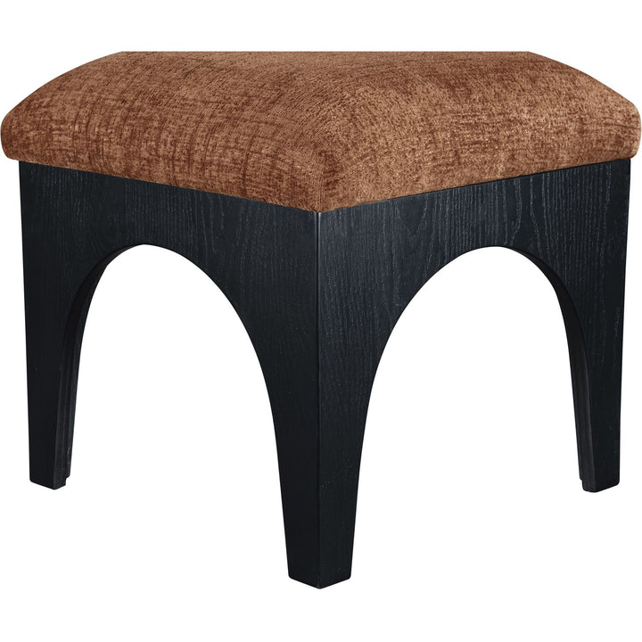 Lawson Chenille Fabric Upholstered Ottoman — Cognac / Black