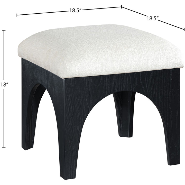 Lawson Chenille Fabric Upholstered Ottoman — Cream / Black
