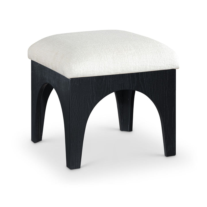 Lawson Chenille Fabric Upholstered Ottoman — Cream / Black