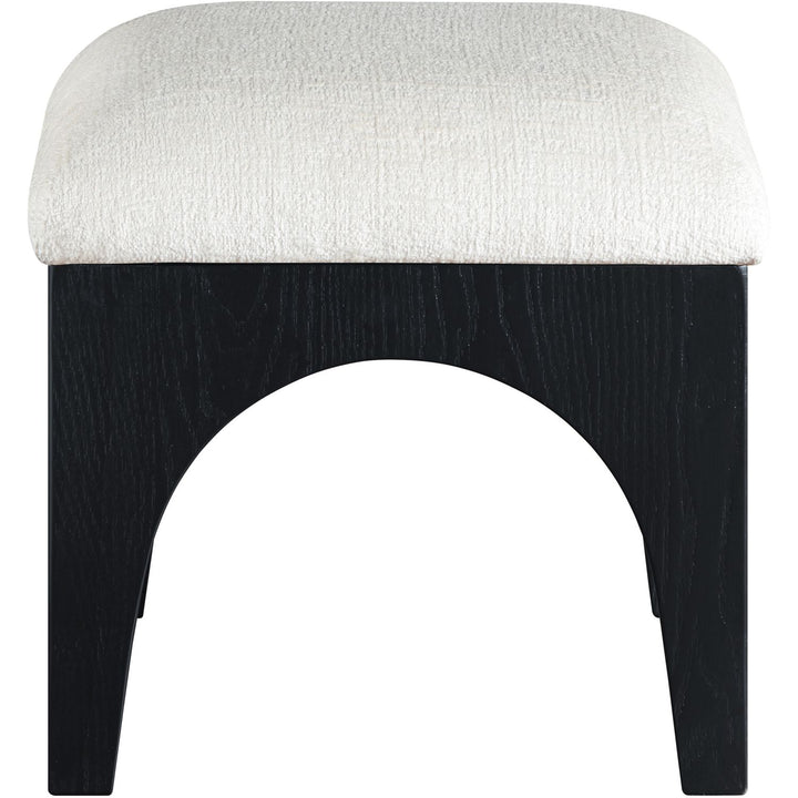 Lawson Chenille Fabric Upholstered Ottoman — Cream / Black