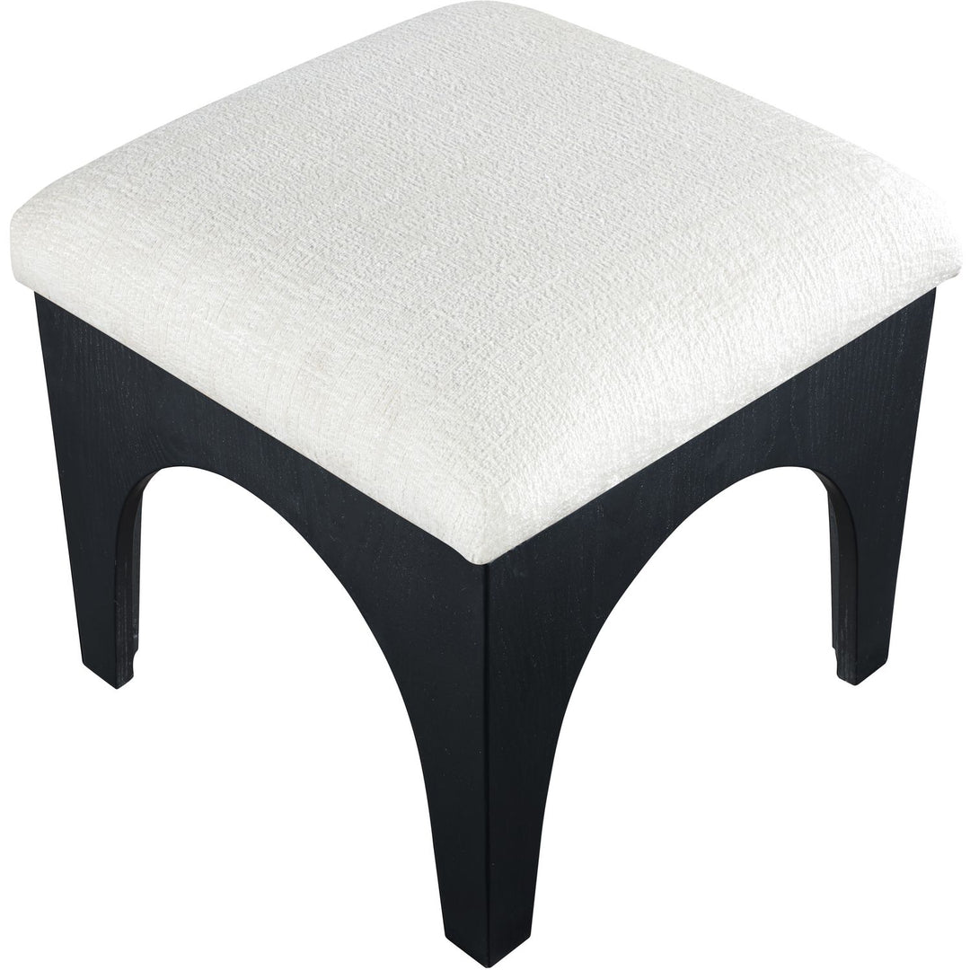 Lawson Chenille Fabric Upholstered Ottoman — Cream / Black