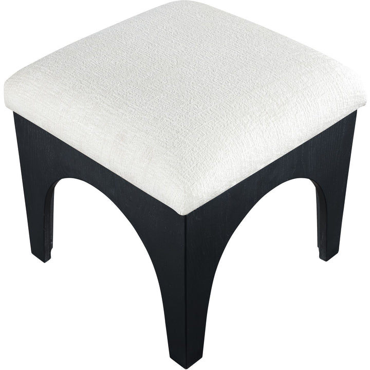 Lawson Chenille Fabric Upholstered Ottoman — Cream / Black