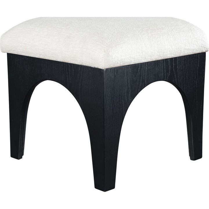 Lawson Chenille Fabric Upholstered Ottoman — Cream / Black