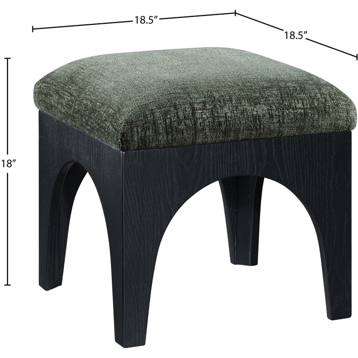 Lawson Chenille Fabric Upholstered Ottoman — Green / Black