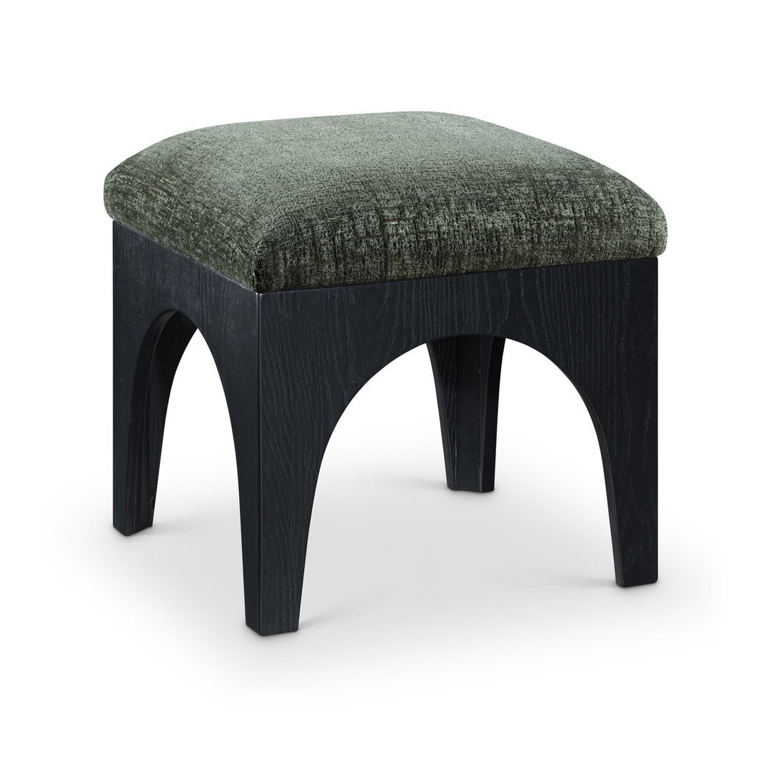 Lawson Chenille Fabric Upholstered Ottoman — Green / Black