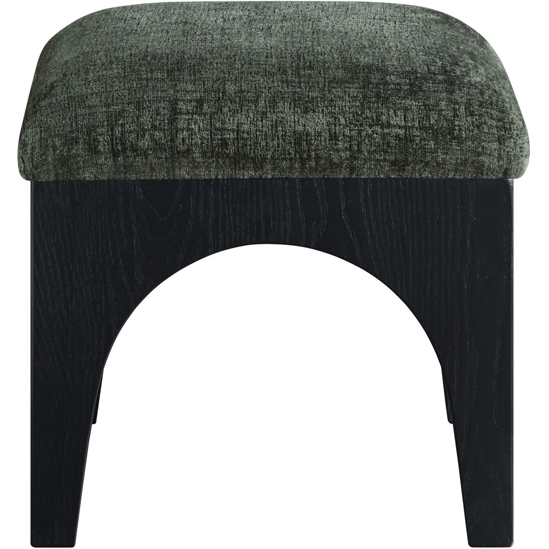 Lawson Chenille Fabric Upholstered Ottoman — Green / Black