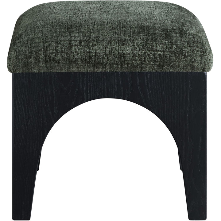 Lawson Chenille Fabric Upholstered Ottoman — Green / Black
