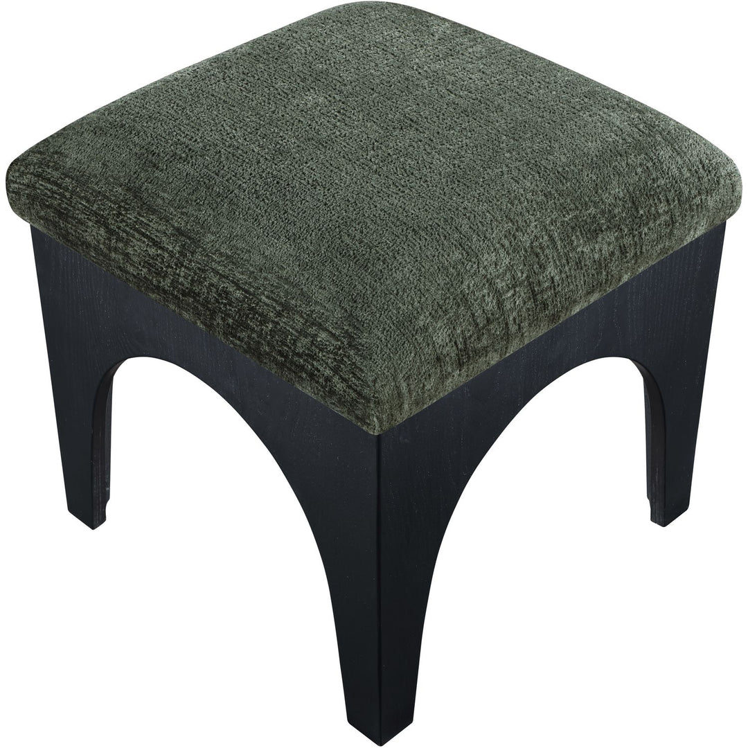 Lawson Chenille Fabric Upholstered Ottoman — Green / Black