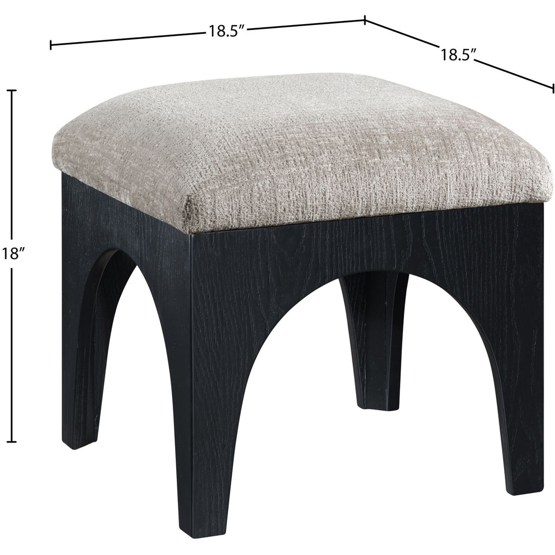 Lawson Chenille Fabric Upholstered Ottoman — Grey / Black
