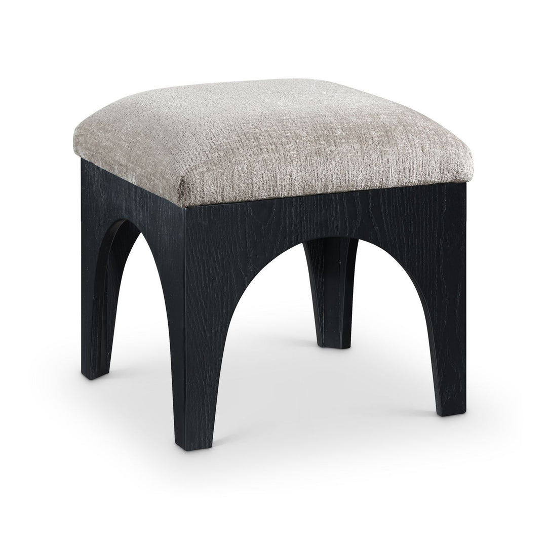 Lawson Chenille Fabric Upholstered Ottoman — Grey / Black