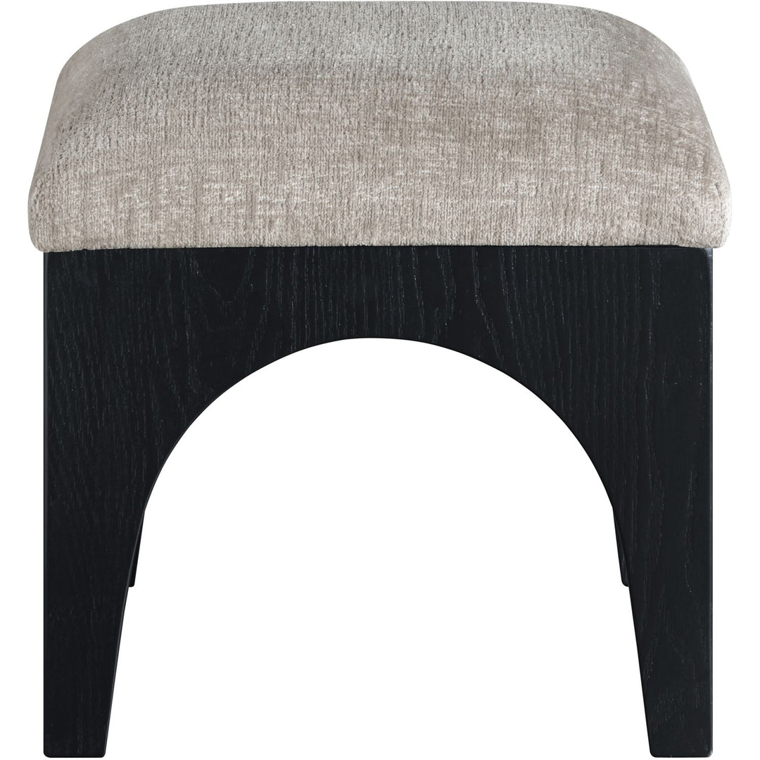 Lawson Chenille Fabric Upholstered Ottoman — Grey / Black