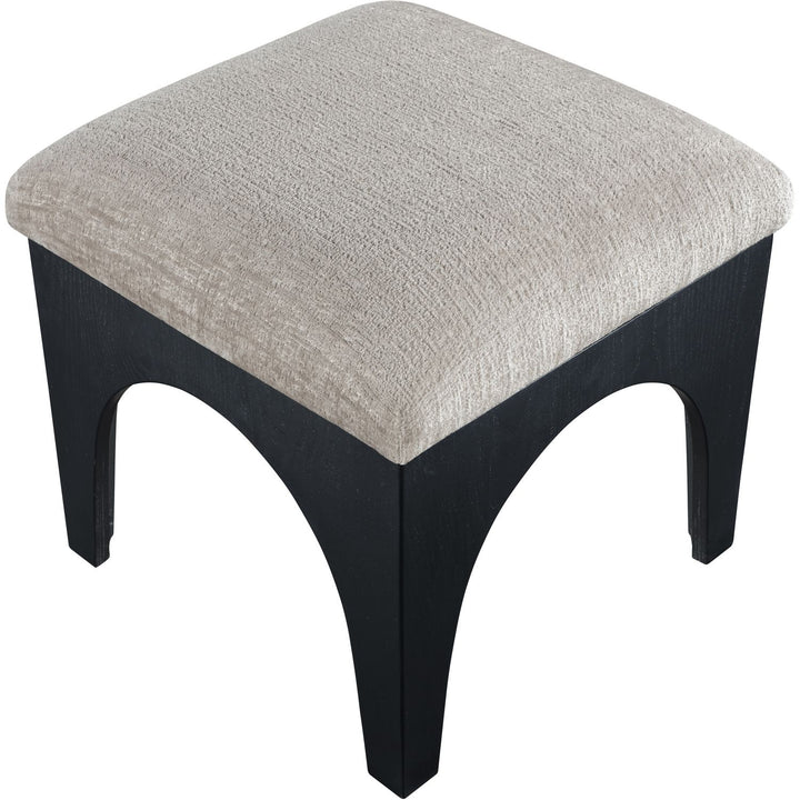 Lawson Chenille Fabric Upholstered Ottoman — Grey / Black