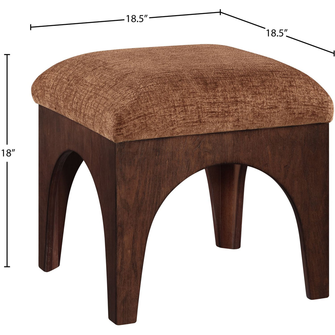 Lawson Chenille Fabric Upholstered Ottoman — Cognac / Brown Walnut