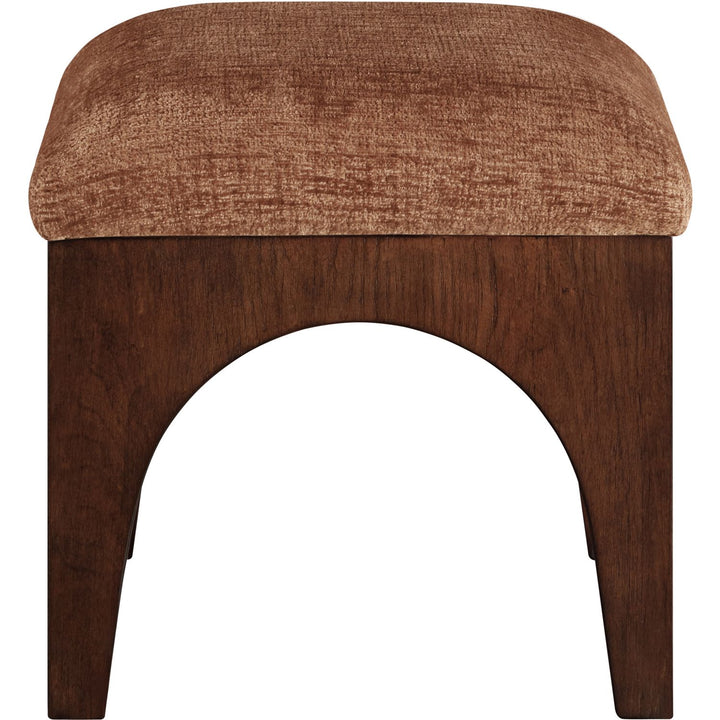 Lawson Chenille Fabric Upholstered Ottoman — Cognac / Brown Walnut