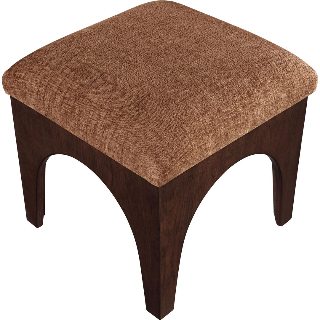 Lawson Chenille Fabric Upholstered Ottoman — Cognac / Brown Walnut